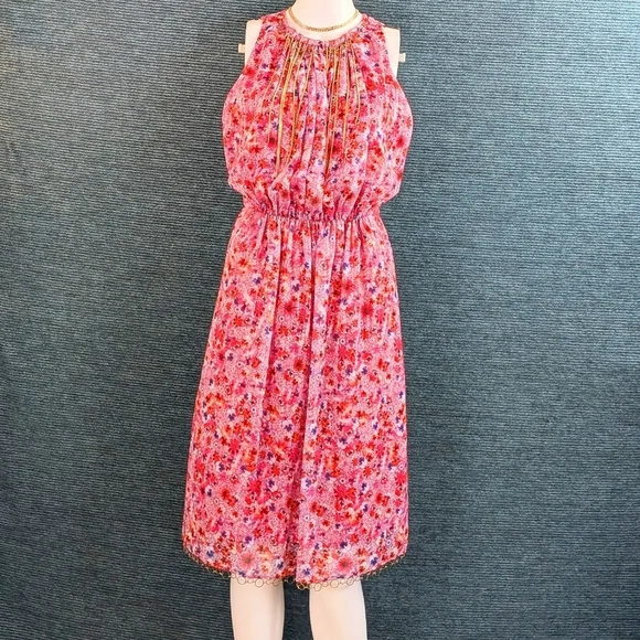 Tahari Seliah Dress Floral With Gold Chain Accents NWT - Picture 4 of 14